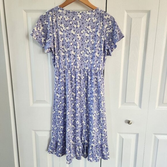Coolmee Purple Short Sleeve Floral Summer Dress - Picture 2 of 12